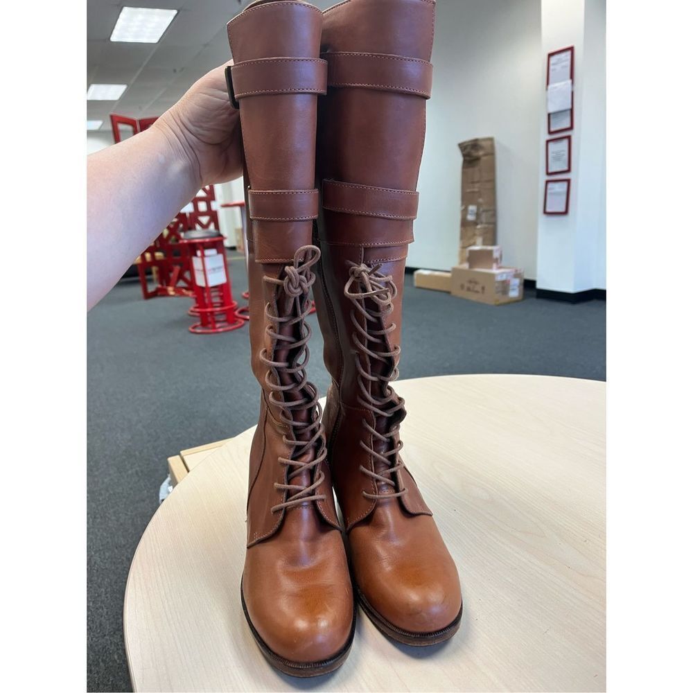 J Shoes Dorset Brown Hand Crafted Leather Lace & Buckle Boots Anthropologie sz 7 - Picture 7 of 12